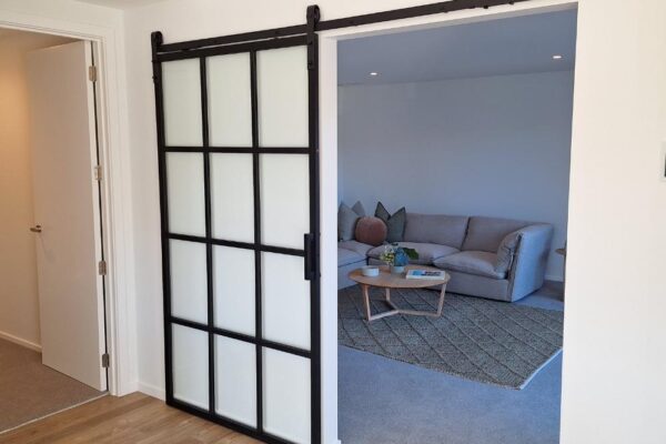 BLACK METAL BARN DOOR 12-LITE 2100X1200
