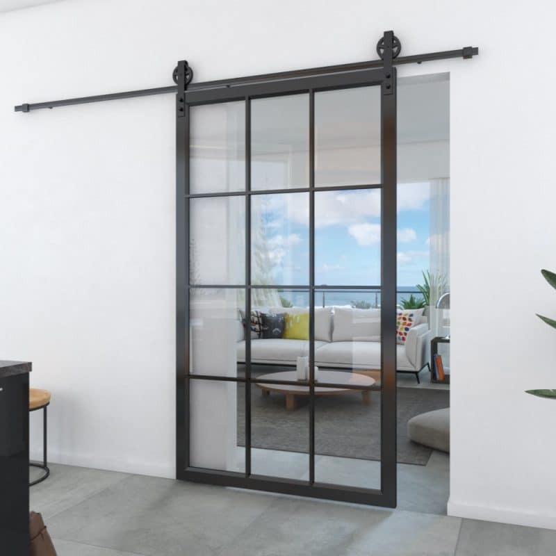 BLACK METAL BARN DOOR 12-LITE 2100X1200 - Parkwood
